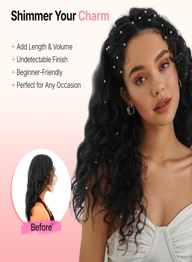 AliLeader 4Pcs Curly Extensions Clip in Chestnut Brown Hair Extensions Clip ins 16 Inch Long Wavy Synthetic Hair Extensions (4Pcs,16Inch,6/8#) - Image 5